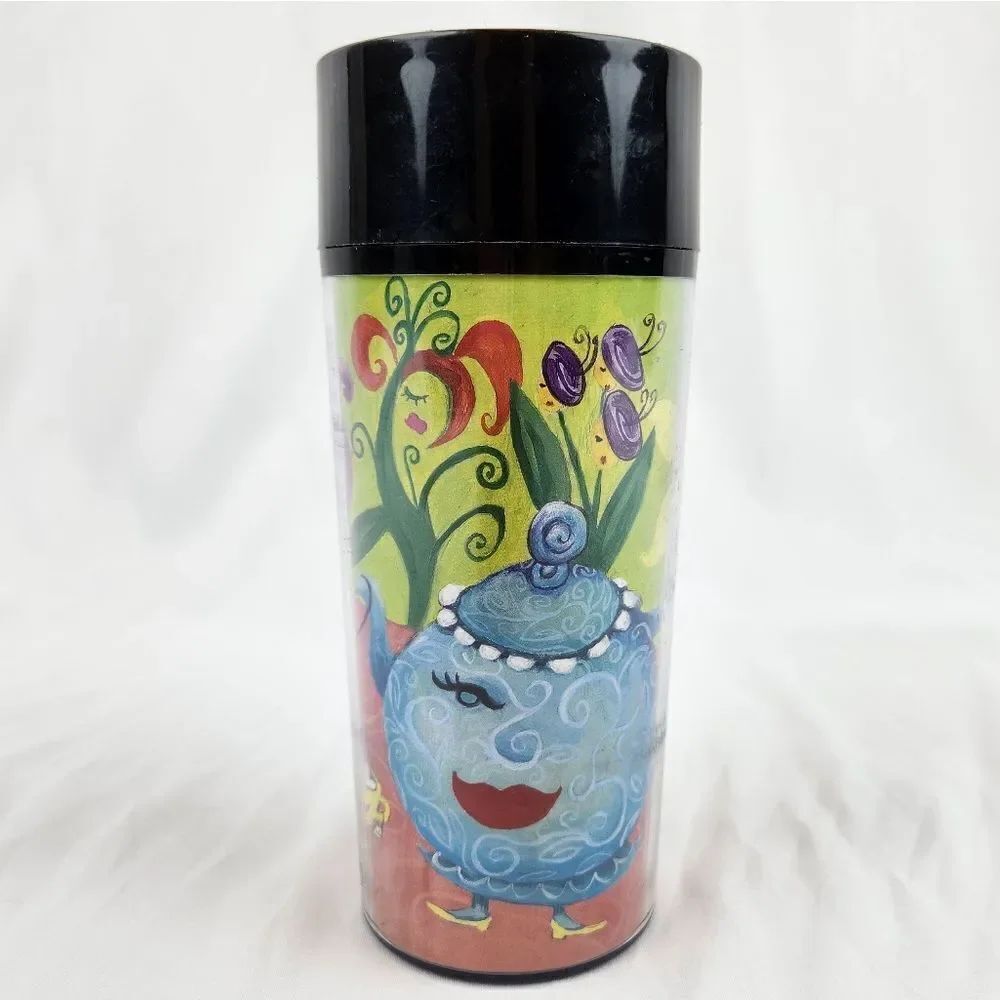 ☕️Vintage Starbucks 1997 Teapot Tea Party Acrylic 16oz Travel Tumbler